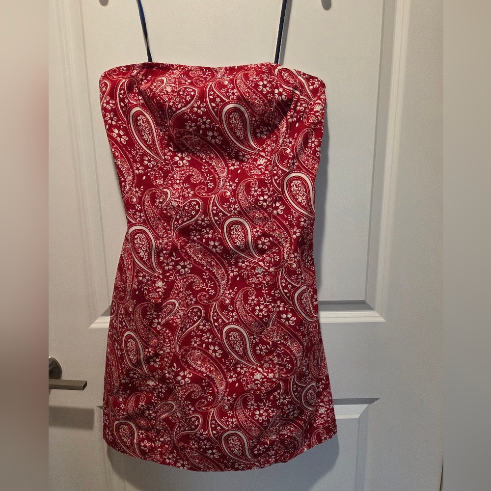 Tommy Hilfiger Red Bandana Strapless Dress